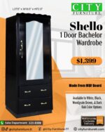 SHELLO 1 Door Bachelor Wardrobe [MDF] - Image 2