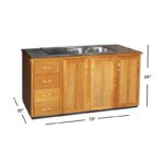 ANDO 72" DOUBLE BOWL Tile Top Kitchen Unit WITH SINK [Cedar & Ply & Porcelain Tile]