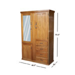 ANDO 2 Door REGULAR (1 MIRROR DOOR & 1 SOLID DOOR)  Wardrobe [Cedar & Ply]