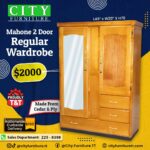 MAHONE 2 Door SHORT REGULAR Wardrobe [Cedar & Ply]